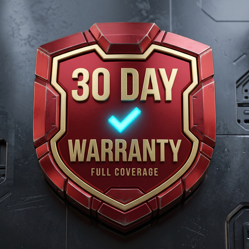 30 day warranty red and gold shield