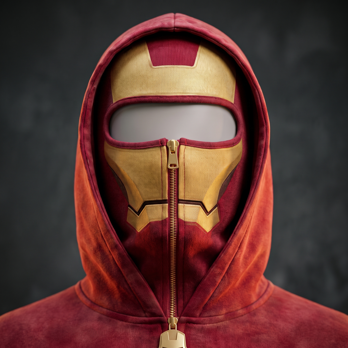Close-up of the gold faceplate balaclava